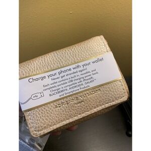 Adrienne Vittadini Studio Gold Pebble Charging Card Wallet Holder